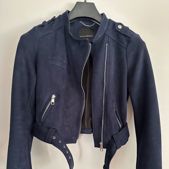Banana Republic Faux Suede Navy Jacket - Picture 2 of 5